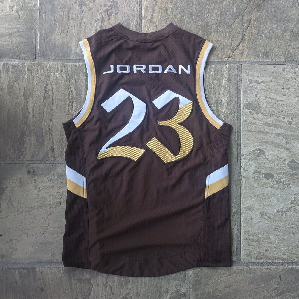 Vintage Air Jordan Jersey Mens Brown Michael Jordan 23 Stitched Jumpman - Picture 3 of 3
